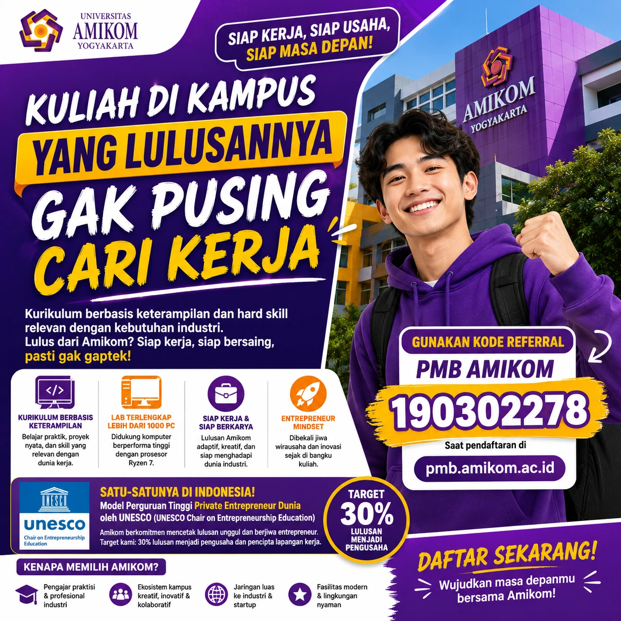 Kode Referral PMB Amikom 190302278, Kuliah di Kampus Yang Lulusannya Gak Pusing Cari Kerja